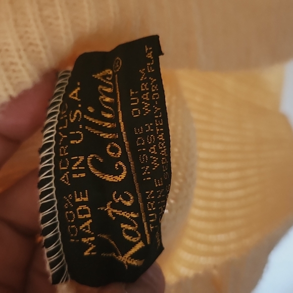 3 for 15 Vintage Katie Collins Turtleneck 100% Acrylic Yellow sweater size S/M - Picture 7 of 7